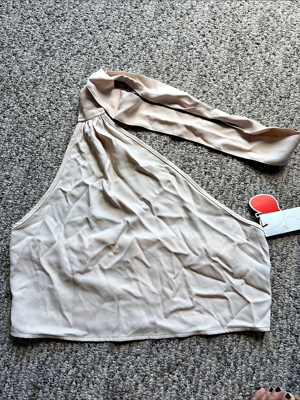 Cider Solid Halter Crop Top in Beige NWT